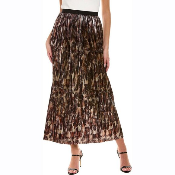 Johnny Was Womens JADE Idina Maxi Skirt Gold Bronze Metallic Size M - Picture 1 of 10